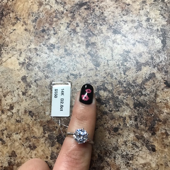 14K white gold2CT 6 prong engagement wedding ring - Picture 6 of 6